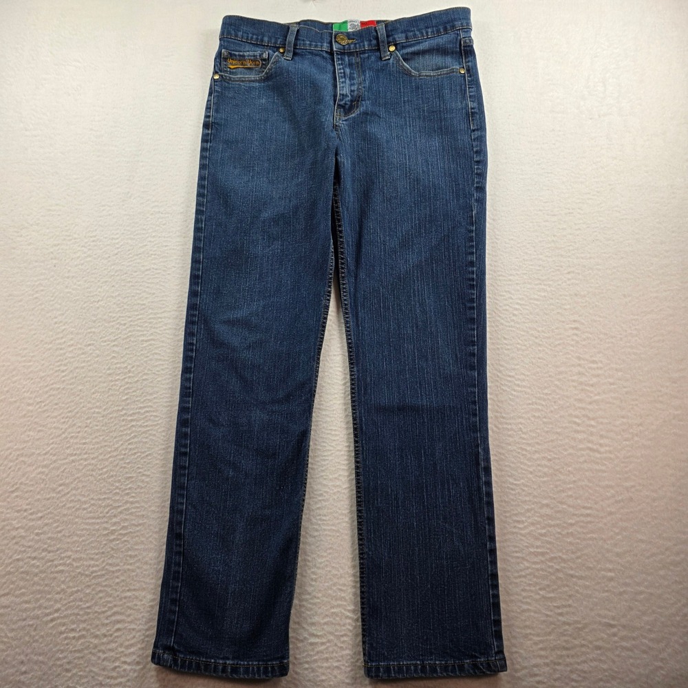 Unicorno Uomo Italia Mens Straight Leg Jeans 32x30 Dark Wash Blue Stretch Denim